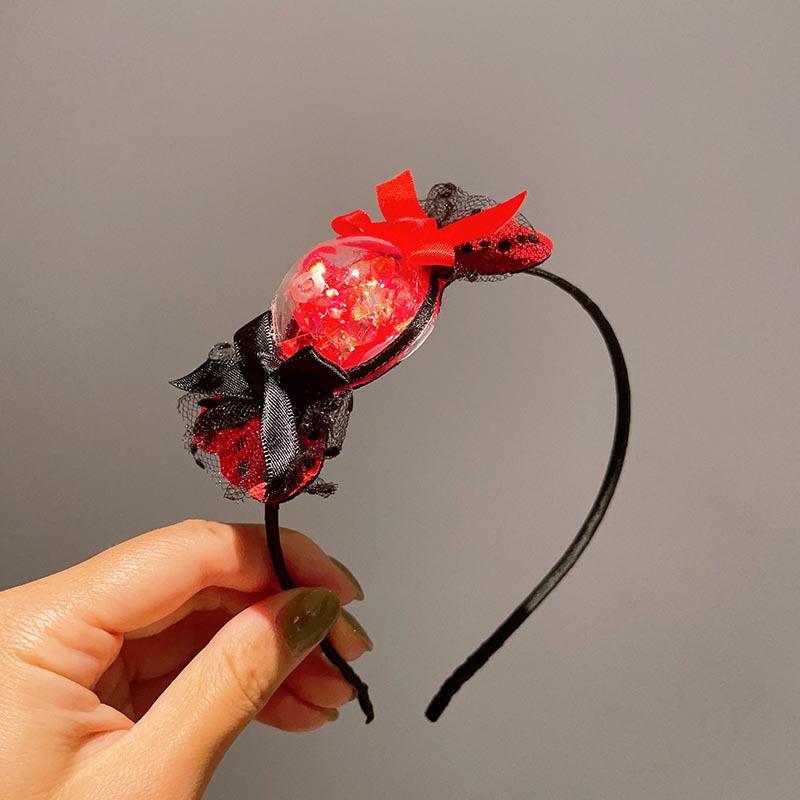 Quirky Pumpkin Bow Mesh Headband for Kids - Halloween Skull Witch Hair Accessory