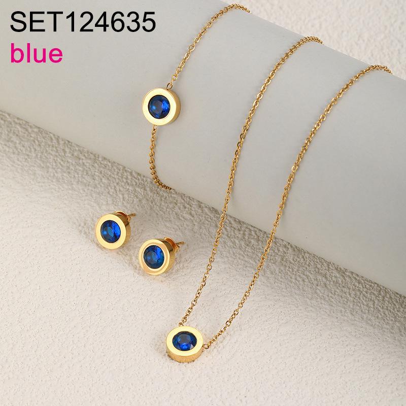 Elegant European Zirconium Titanium Jewelry Set - Necklace, Earrings & Bracelet