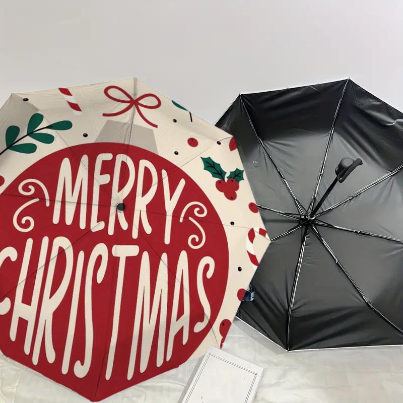 1pc Merry Christmas Ornament Umbrella with Plastic Handle,Suitable for All Seasons Home Travel Outdoor UmbrellaDD216