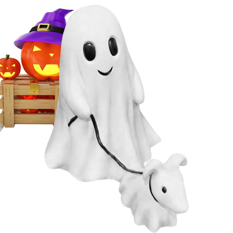 

Halloween Ghost Dog Statues Cute Little Ghost Walking Dog Decoration Ornament Halloween Ghost Decor Halloween Creative Desk