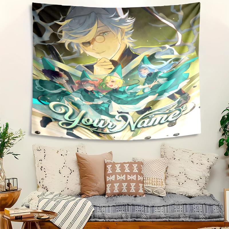 Witch Hat Atelier Tapestry with Custom Name Wall Hanging Room Background Cloth Home Decor Beach Mat Yoga Mat Sofa Bed Sheet