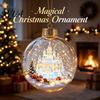 Christmas Gift Exchange Souvenirs Glowing Story Ornament, Mini Holiday Scene Light Up Ball Tree Hanging Ornaments Decoration, Acrylic Clear