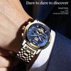 OLEVS Luxury Gold Tourbillon Mechanical Watch for Men Stainless Steel Waterproof Luminous Date Business Mens Watches