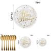 Elegantes Gold gepunktetes Stamping Happy Birthday Party Deko Zubehör Einweggeschirr Set