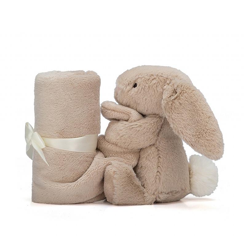 JELLYCAT Bonnie Rabbit series animal shy rabbit pacifier towel cute beige brown doll plush doll sitting height 13cm high