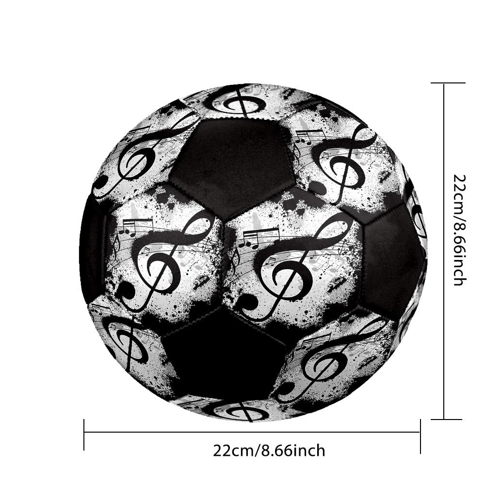 Music Note Indoor Soccer Ball Colorful All Ages Size 5 Machine Stitched PVC Competition Ready Durable High-Bounce