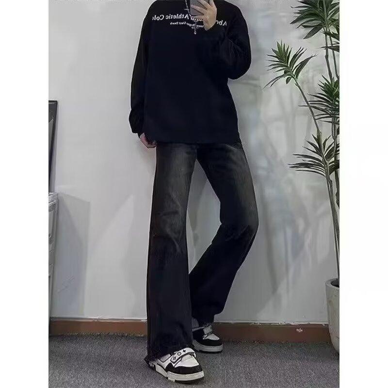 JYL Men's Flare Jeans Spring Summer Loose Straight Premium American High-Street Denim