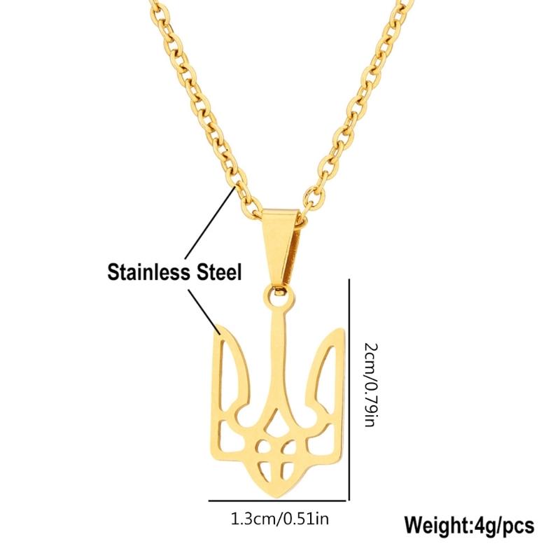 Ukraine National Emblem Necklace Party Jewelry Stainless Steel Pendant Necklace Simple Ukrainian Symbol Necklace