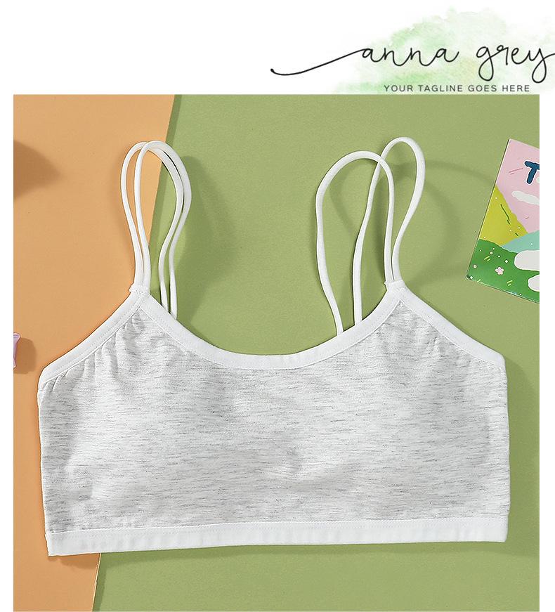 Breathable Girls' Cotton Sports Bandeau with Fixed Cups