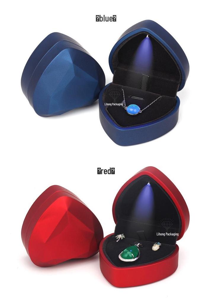 Herzförmige Leuchtende Schmuckschatulle: Luxuriöse beleuchtete Ring- & Halsketten-Box