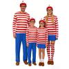 Wheres Wally Costume Set Adults Kids Halloween Cosplay Outfit With Hat Glasses Sweater Socks
