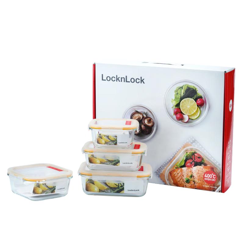 Lock & Lock Heat-Resistant Glass Food Storage Container Set Four-piece