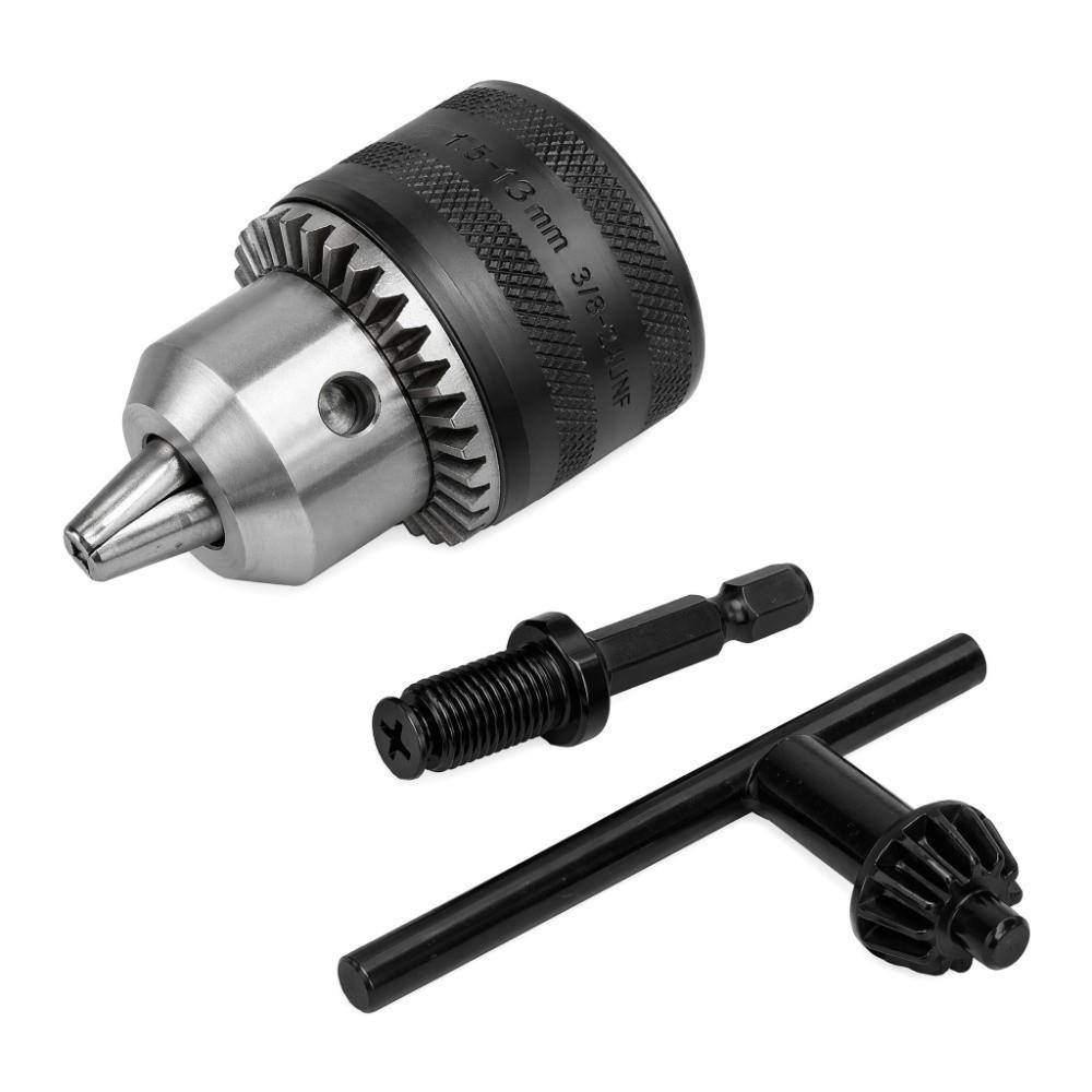 1.5-13mm Capacity Drill Chuck Tool Kit 3/8-24UNF Thread Drill Chuck Adapter For Hand Drills