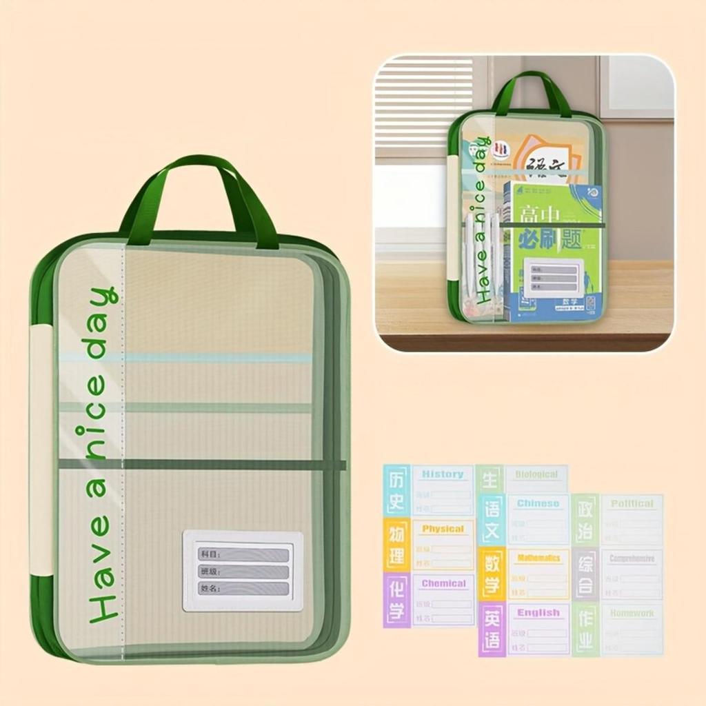 Large Capacity Waterproof Handheld Study Bag Elementary School Subject Test Paper Storage Bag Transparent Exam Pouch