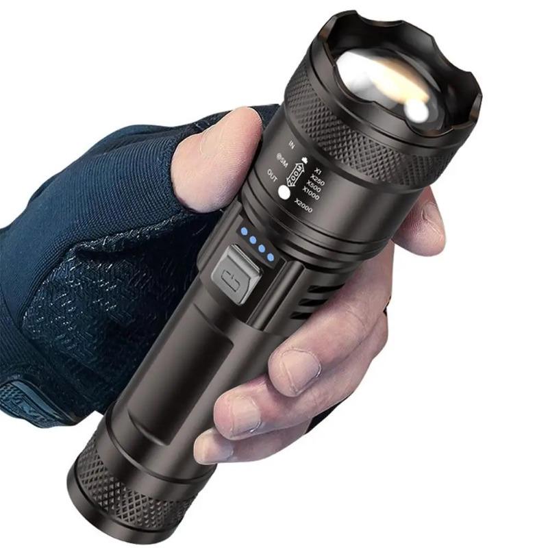 Flashlight 3 1800mah Led Portable Lighting Modes Power Display Emergency Lantern Outdoor Camping Usb Rechargeable Torch