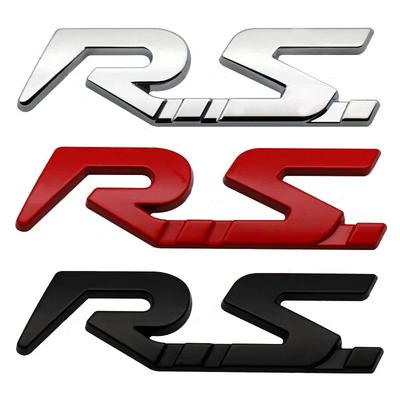 3D Metal RS Logo Car Rear Trunk Side Fender Emblem Badge Sticker Decal for Megane Laguna Duster Captur Fluence Espace Decoration