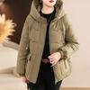 Winter Thickened Down Cotton Coat for Mom Warm Loose Hooded Fashion Short Jacket