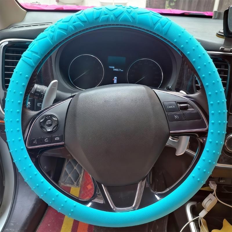 Car Steering Wheel Protector Covers 15inch Anti Slip Cover Elastic Geometric Pattern Cover Silicone Car Accessories