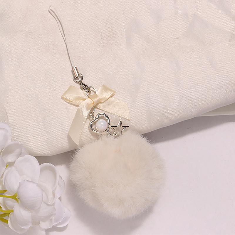 Pompom Keychain Creative Bow Keyring For Women Girls Handbag Ornaments Car Key Holder Accessories Mobile Phone Chain