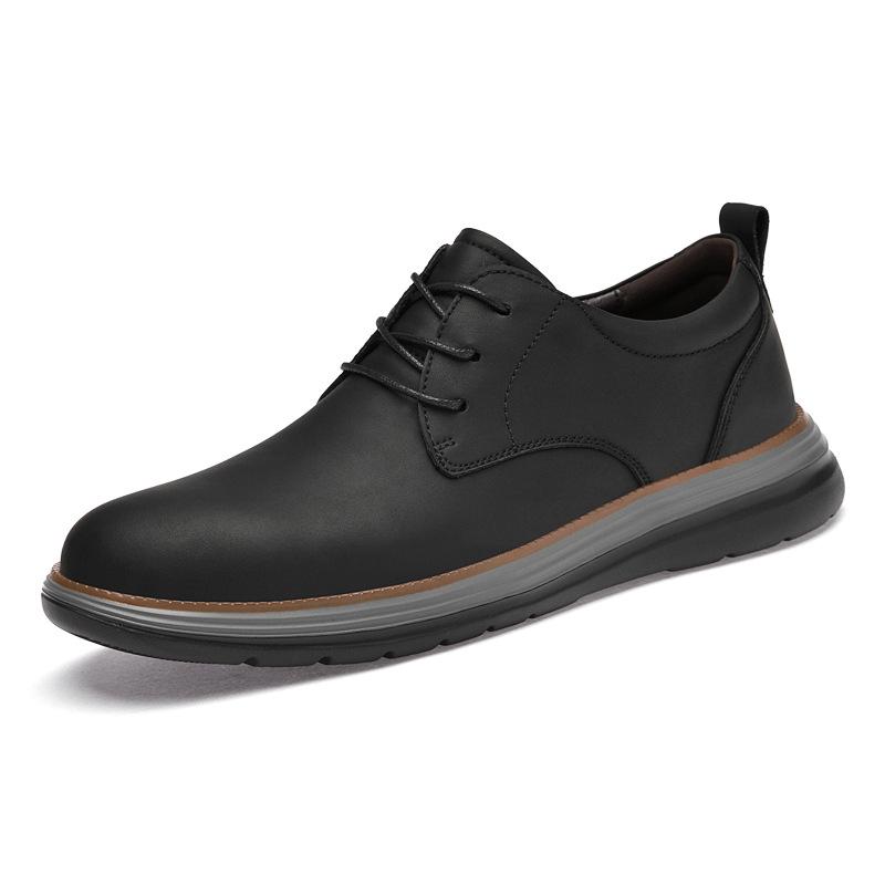 Men s Retro Genuine Leather Breathable Casual Shoes - Large Size Soft Sole Dad Shoes (Size 45) 44