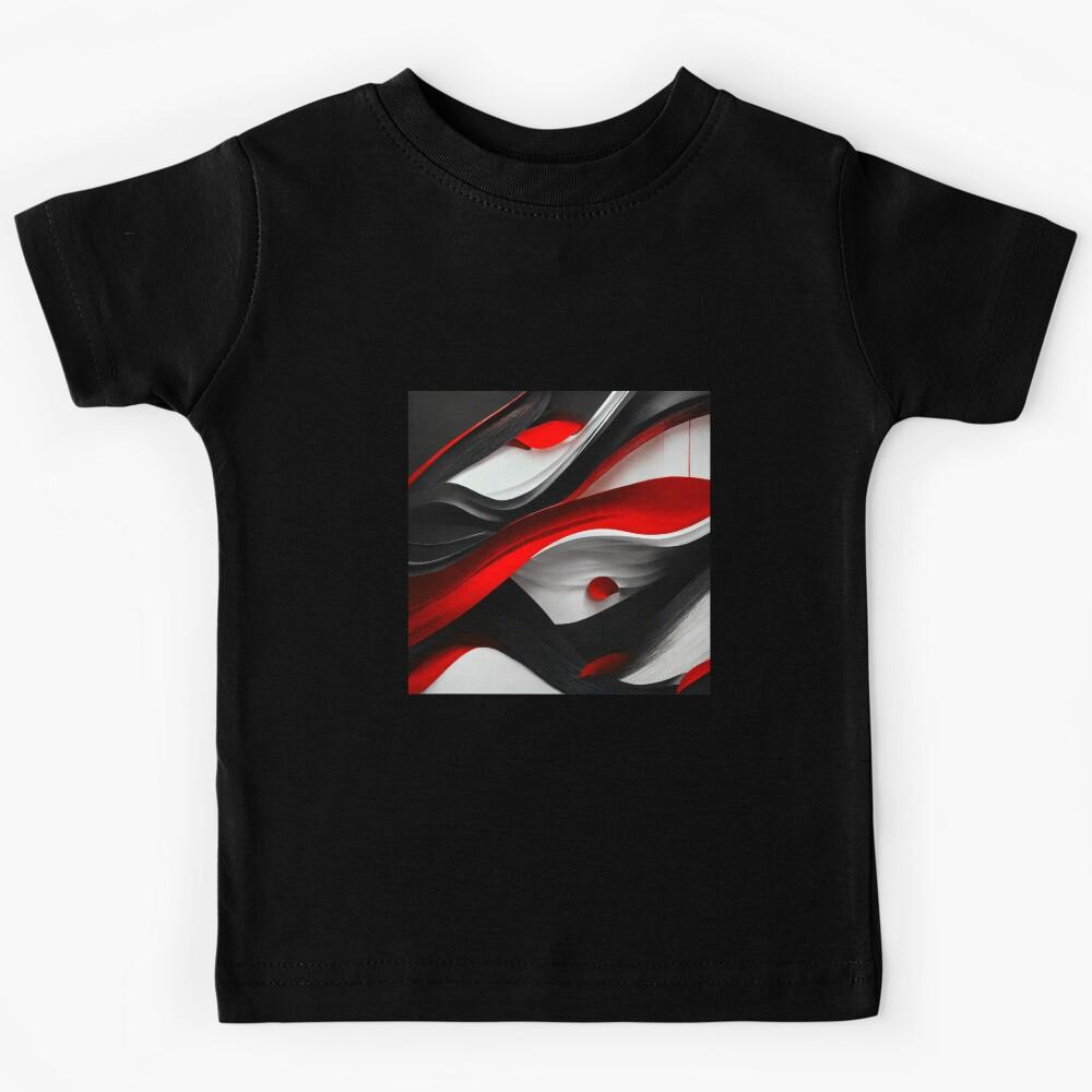 Wave Abstract Black Red White Kids T-Shirt 160