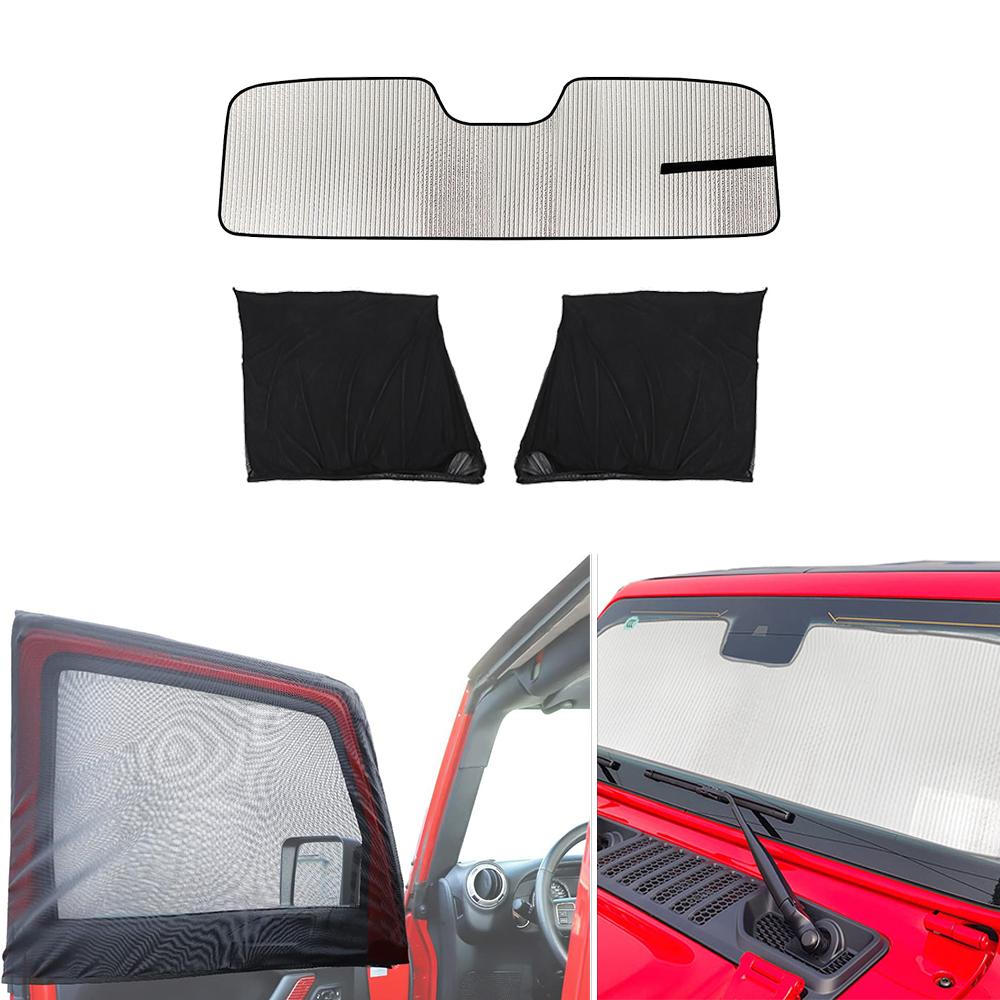 Windshield Sunshade Window Mesh Cover Insect Net for Jeep Wrangler JL Gladiator JT 2025-2026 Interior Protection Accessories
