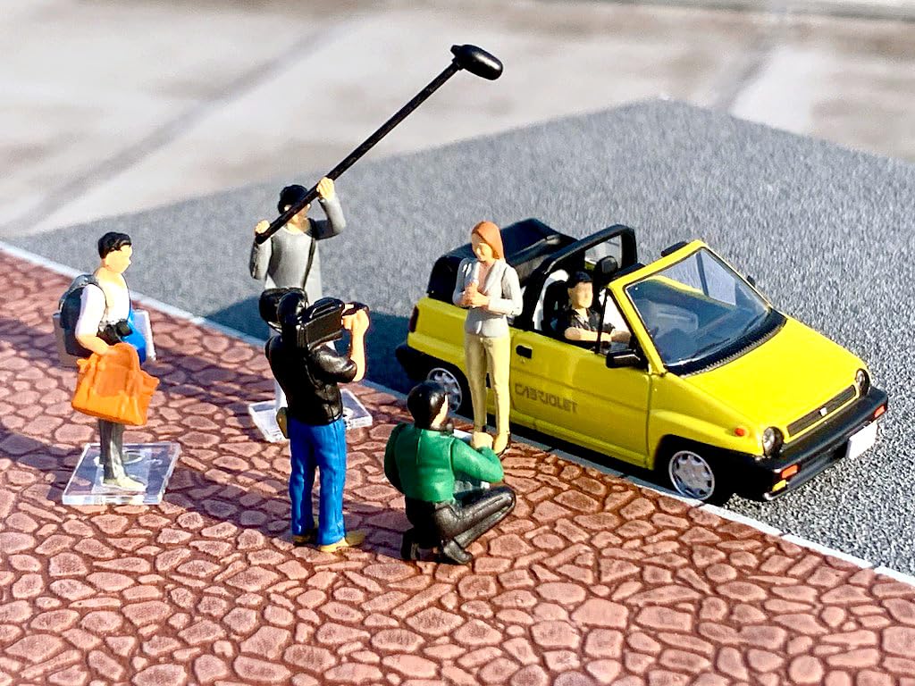 TOMYTEC GeoColle 64 TV Crew 2 ABS Figures Accessories Partially Miniature Car Set 1/64 #CarSnap11b Resin/PVC & (Painted, Assembled) + Die-cast
