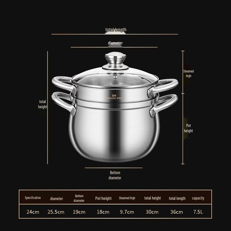 Handun 316 Stainless Steel Soup Pot Steamer