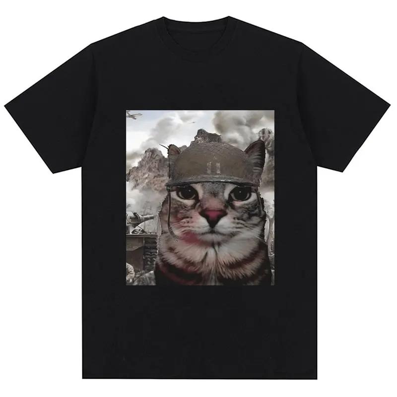 

Thousand Yards Stare Cat Funny Expression T-shirt Humorous Style Retro High Quality Men and Women Oversized Casual Street Wear 3XL