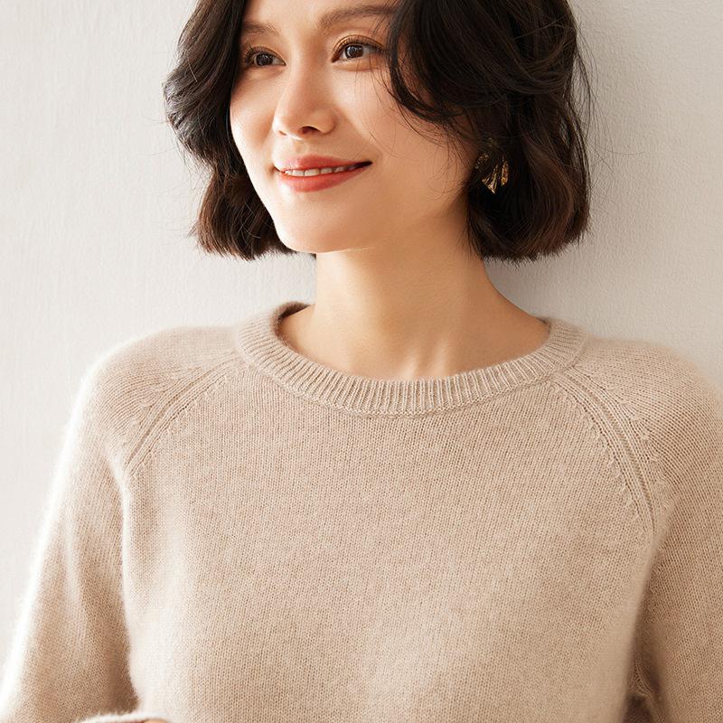Women's Cashmere Sweater - Autumn/Winter Lazy Style, Thick Loose Knit, Round Neck Pullover Base Layer
