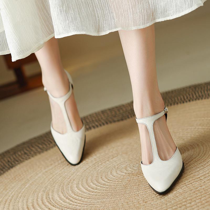 Krazing Pot Sheepskin Suede Round Toe Size 41 Thick High Heels Buckle Office Lady Gladiator Autumn Pumps