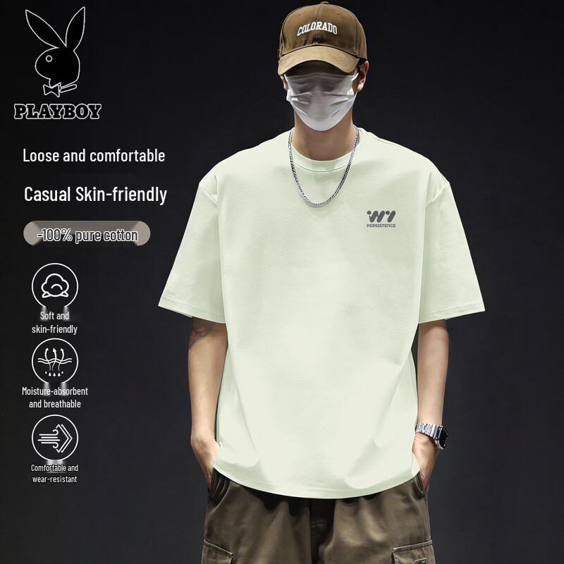 PLAYBOY Men's Loose Fit Pure Cotton Short Sleeve T-Shirt (2026 Collection)