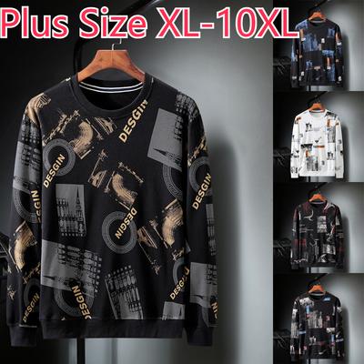 Men's Winter Casual Velvet Thickened Versatile Round Neck Fat Men's Plus Size Sweatshirt XL-10XL
