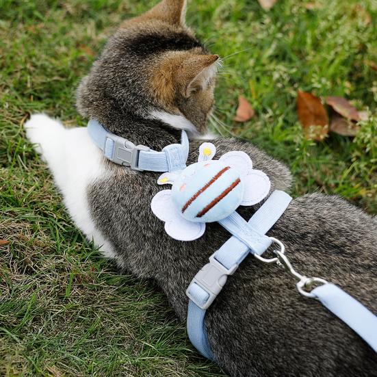 Kleine Biene Katzengeschirr Verstellbares Kätzchengeschirr mit Leine Süßes Bienen-Katzengeschirr für Kätzchen Erwachsene Katzen Sichere Spaziergänge im Freien