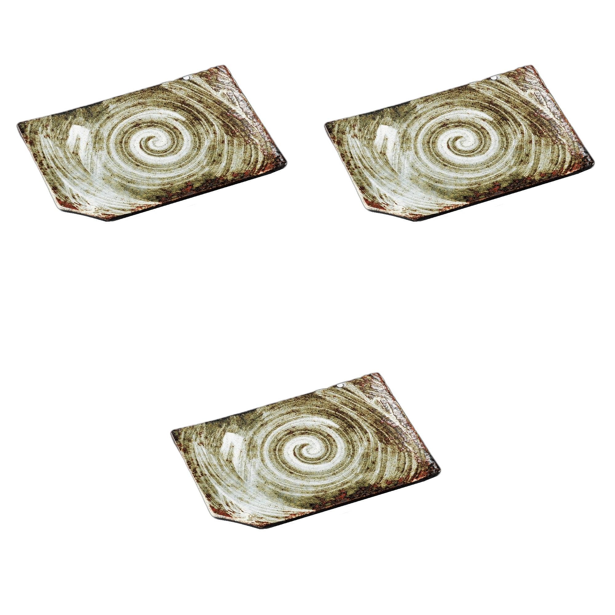 

Set of 3 White Brush Ceramic Dish x 13 x Ceramic Dish Setomonohonpo 7.0 [18.8 2.2 cm]