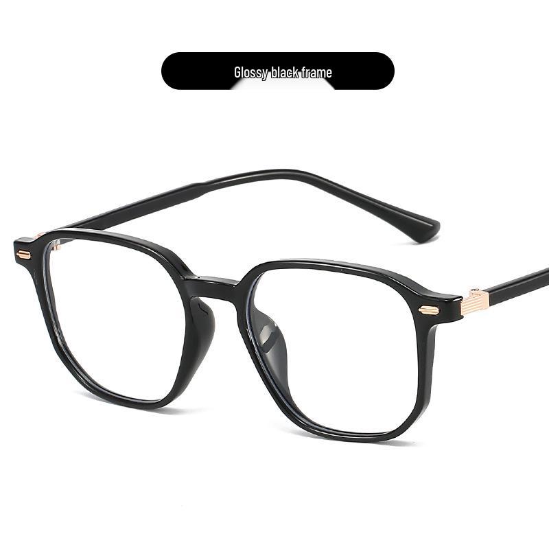 Women's Korean Polygonal Glasses, Myopia/Plano Lenses, Anti-Blue Light, Slimming for Large Faces, TR90 Bare Face Frame