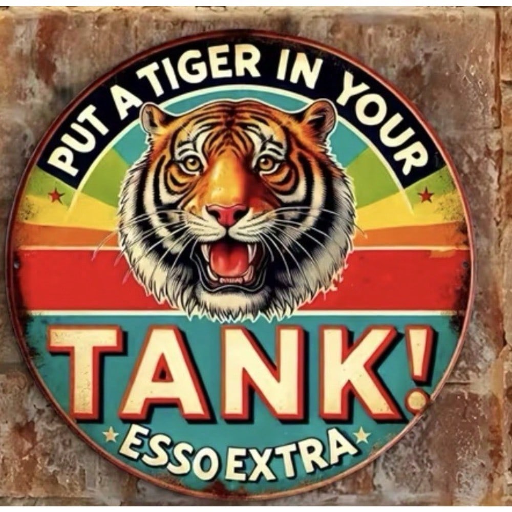 

Vintage ESSO Tiger Metal Sign Rustic Garage Wall Art Retro Gift 20x20