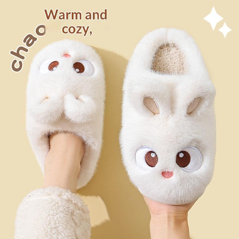 Cute Cotton Slippers For Women, Autumn And Winter 2025 New Indoor Home Warm Furry Plush Maternity Cotton Shoes For Winter