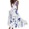 2023 Women's Summer V-Neck High Waist Sleeveless Printed Dress
