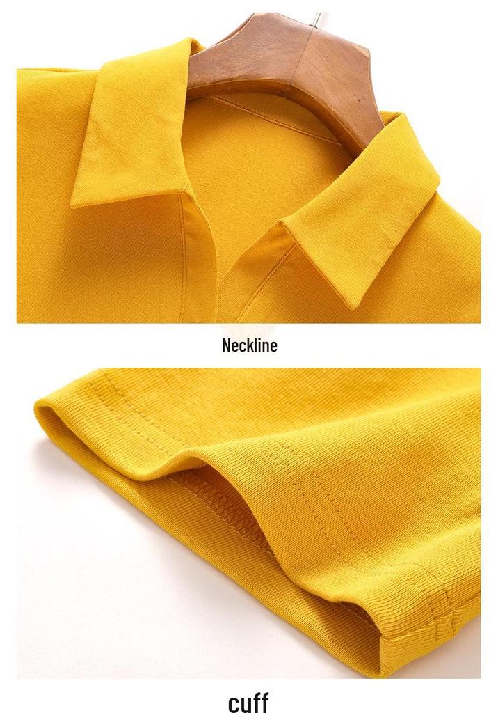 Women's Slim Fit Short-Sleeve Lapel Polo T-Shirt - High-End Summer Petite Top