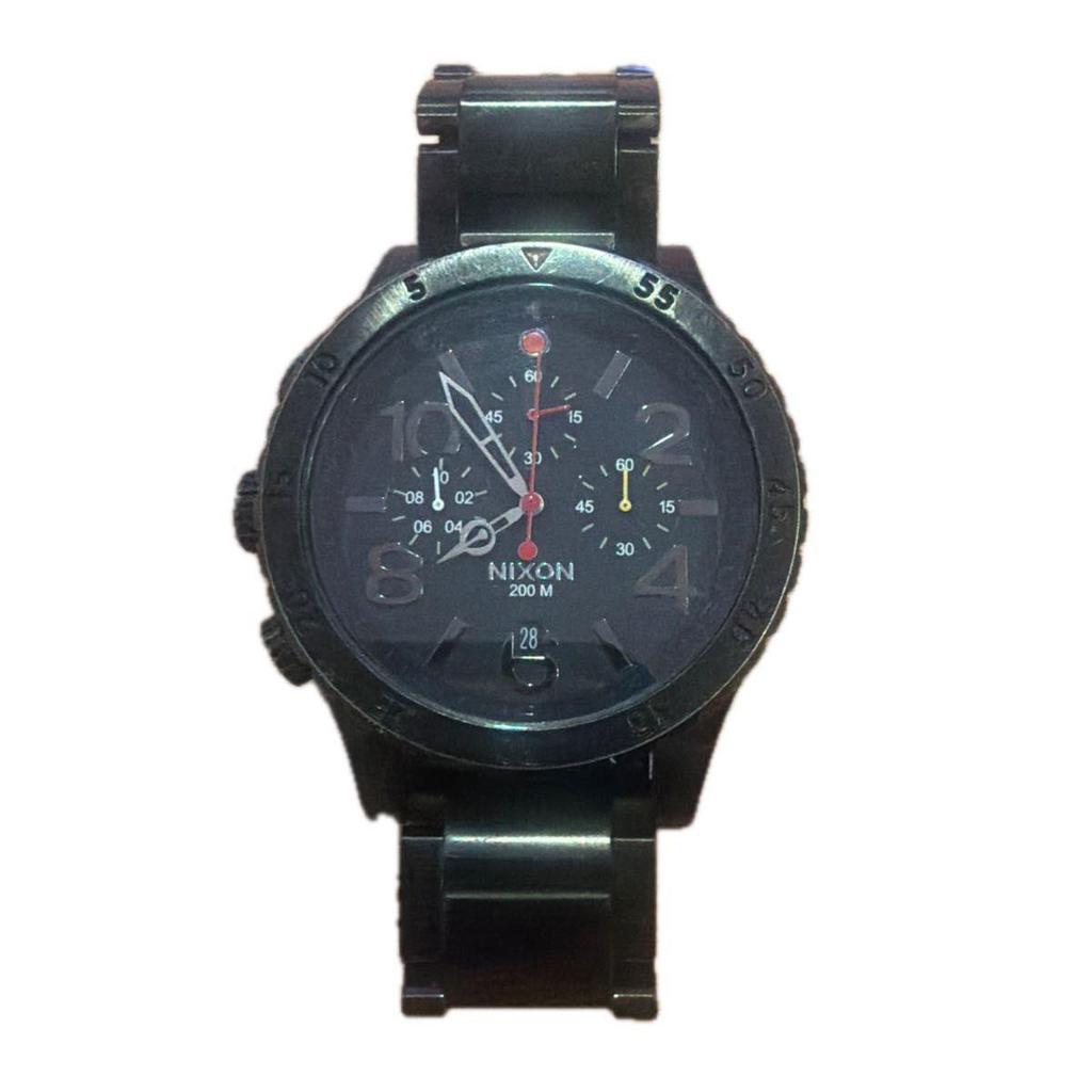 Used NIXON 48-20 Chronograph Men's Watch Black 200M Water Resistant