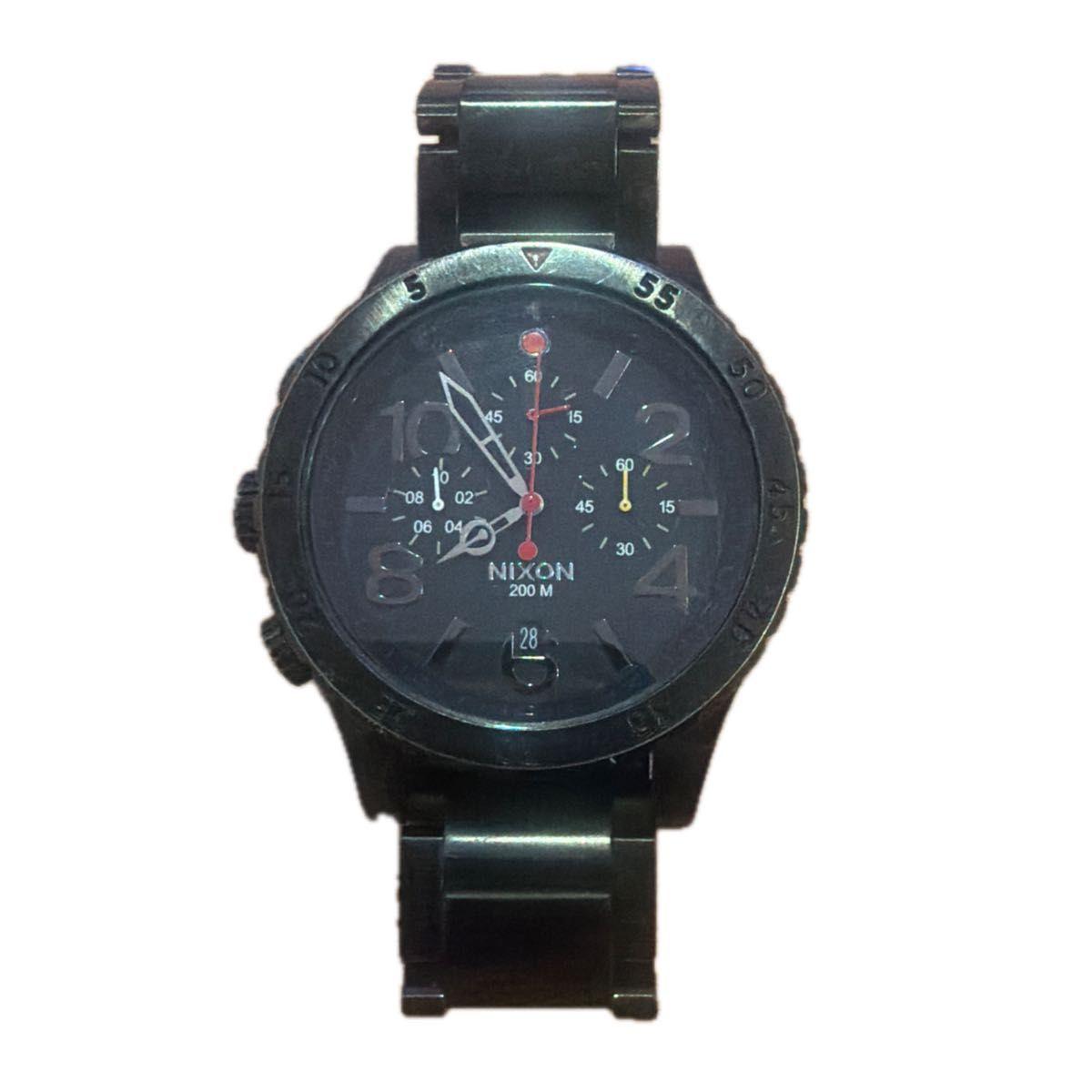 Used NIXON 48-20 Chronograph Men s Watch Black 200M Water Resistant