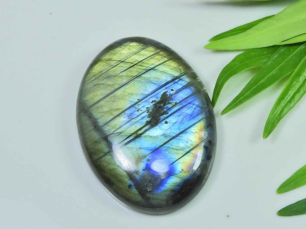 29X40X5MM Multi Fire Labradorite Oval Cabochon Loose Natural Gemstone 80Cts. SK-4018