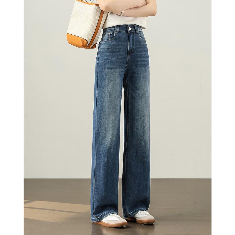 TERRE BLEUE Women s Retro High-Waist Wide-Leg Jeans S