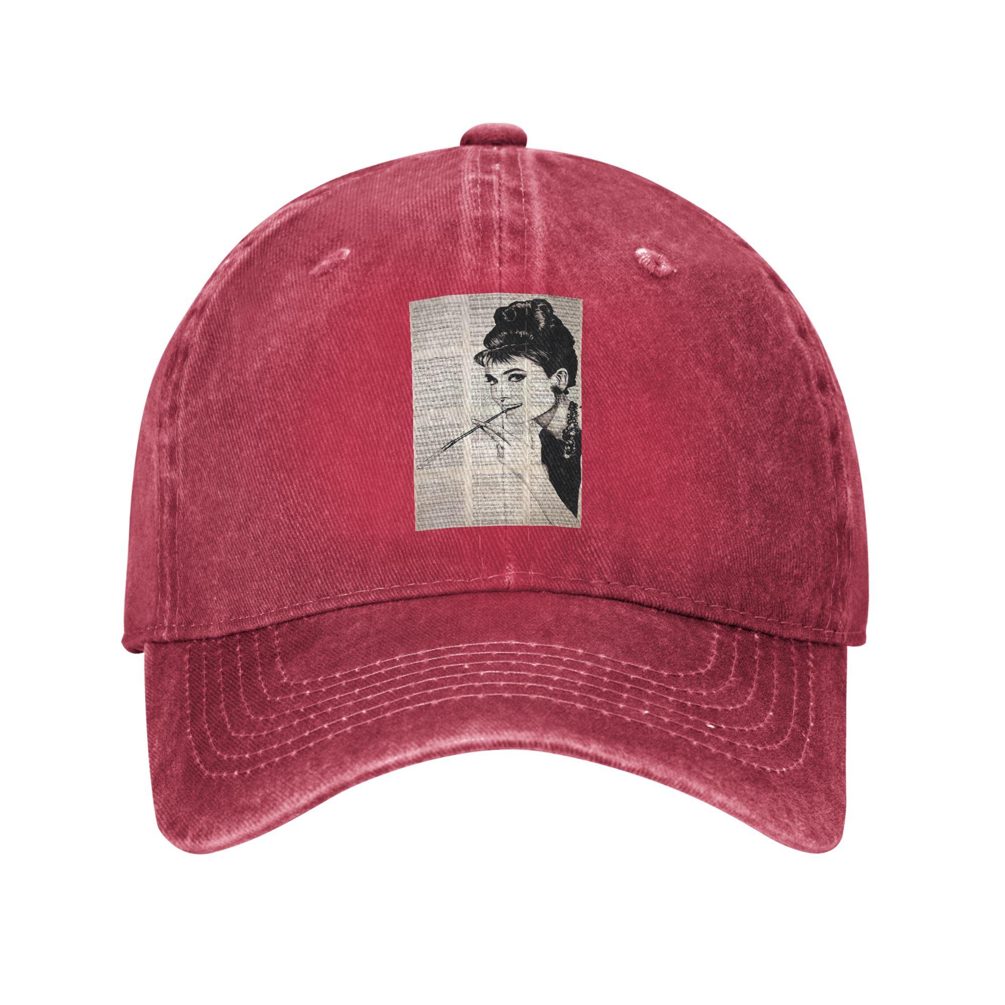 Audrey Hepburn Denim Fabric Cap Casual Baseball Caps Adjustable Hat Summer Unisex Baseball Hats One Size