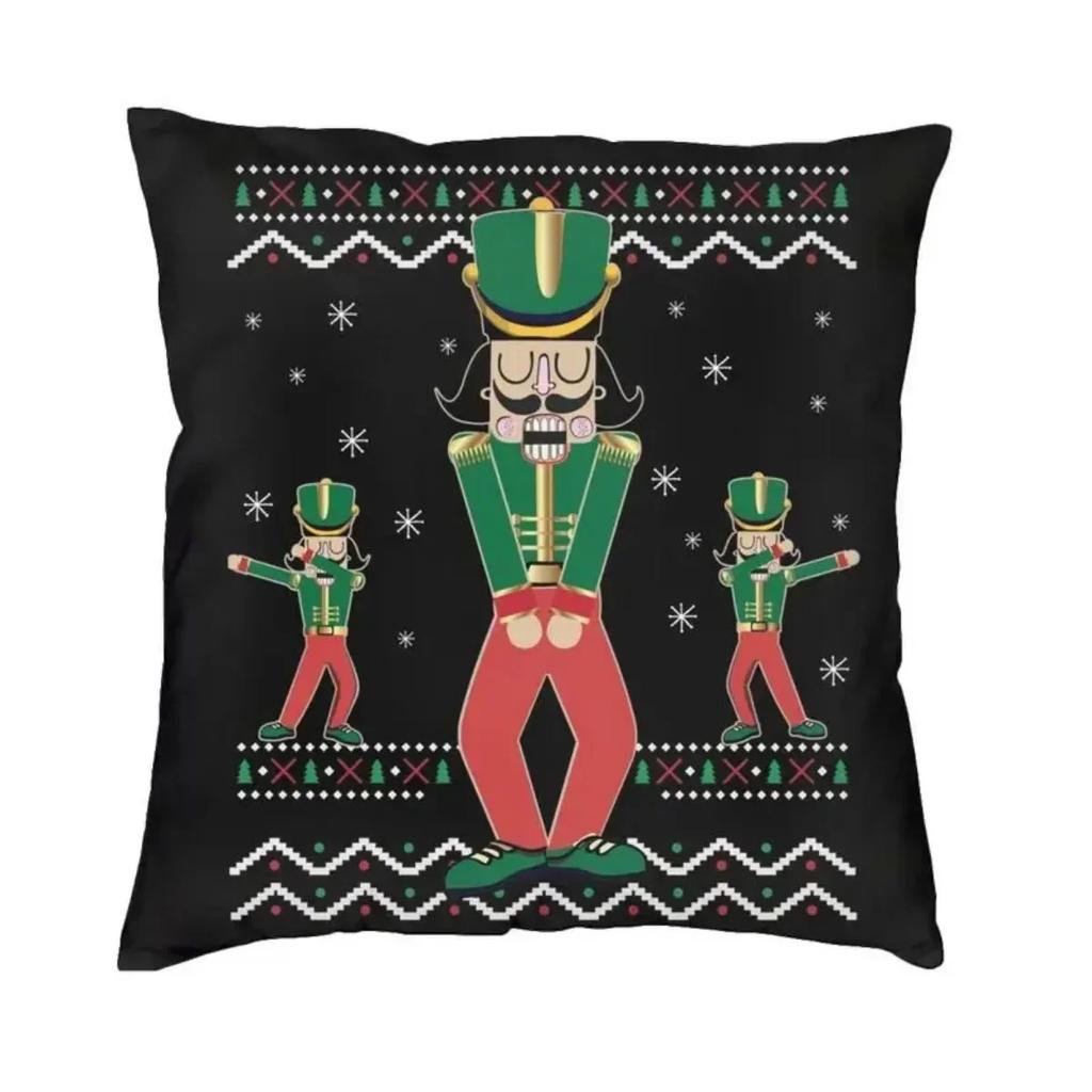 Nutcracker Soldier Toy Christmas Gift Cushion Cover Sofa Home Decorative Square Pillow Case 45x45cm