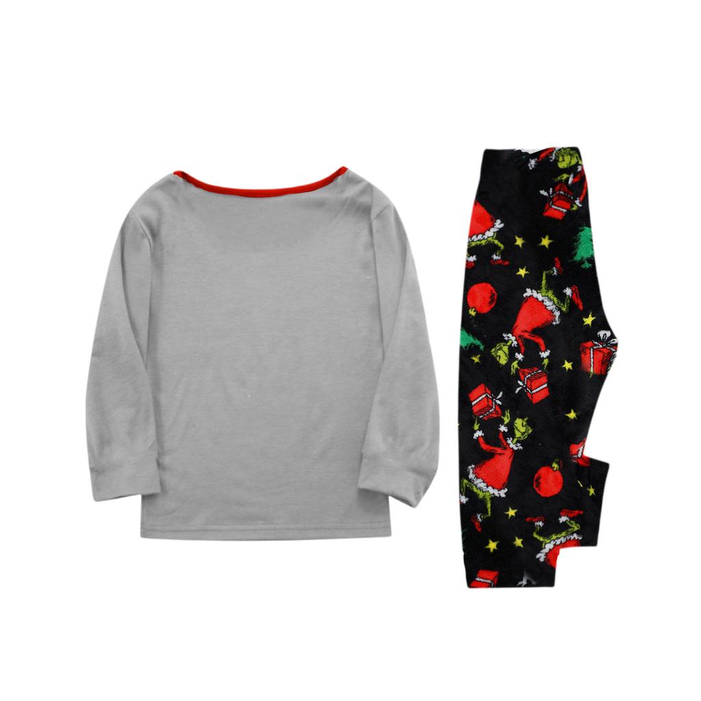 Weihnachtsdruck Süßes Familienset Schlafanzug, Hauskleidung, Familienset Langarm Oberteil Hosen Set
