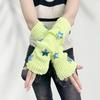 Knitted Arm Warmers Girls Fingerless Long Wrist Gloves Winter Star Arm Sleeves with Thumb Hole for Women Street Wear Parties