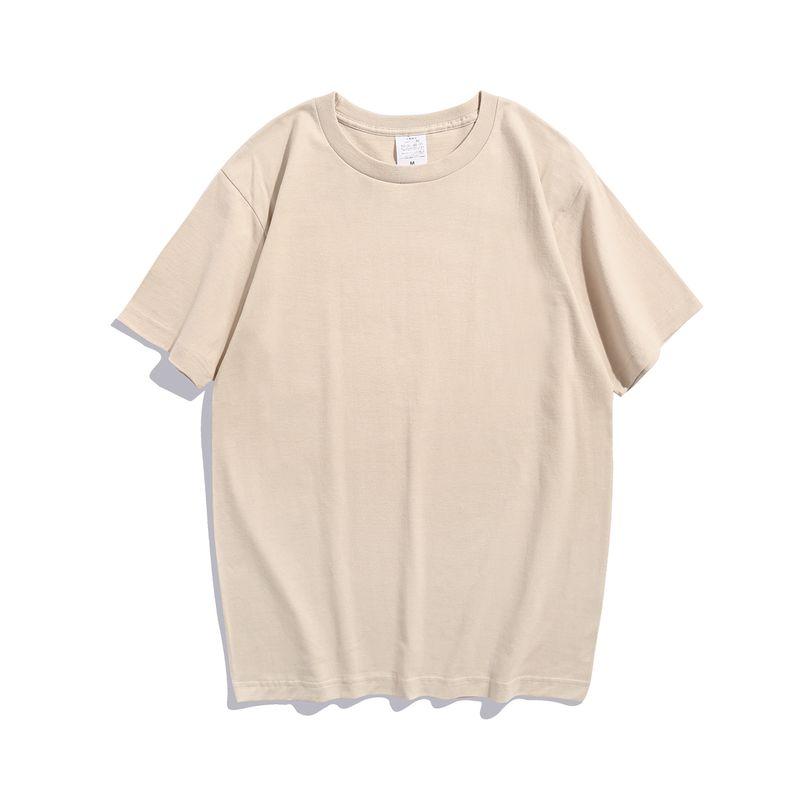 

Rare Hue! Easiest for Match Gray Green! 250G Heavy Weight Pure Cotton round Neck Pure Color All-Matching Short Sleeve T-shirt Men and Women Summer Khaki L