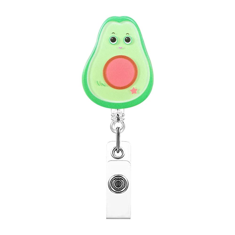 Cute Fruit Retractable Plastic Badge Holder Reel Student Nurse Exhibition Enfermera Girl Name Card Chest Card Holder Clip